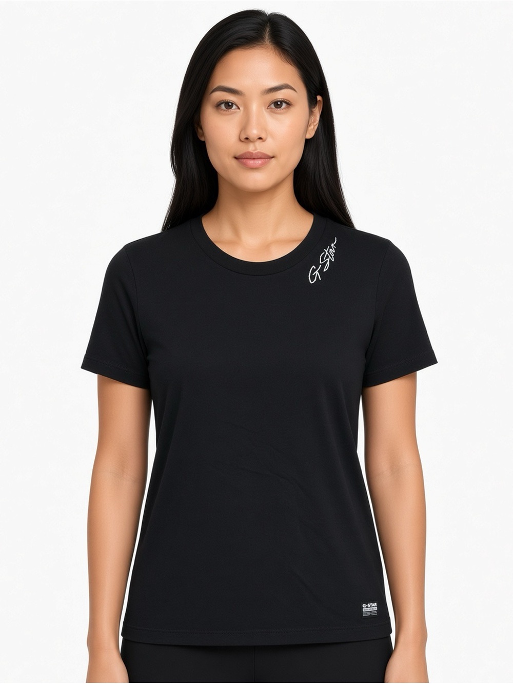 G-Star Black Short Sleeve Crewneck Tee with Shoulder Script XS NWT